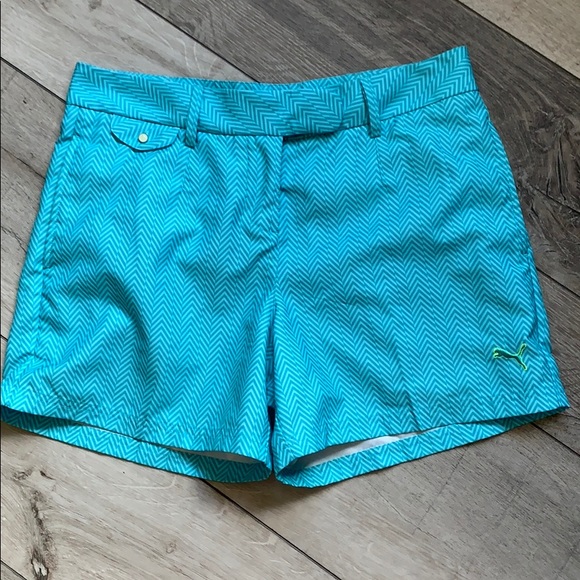 puma red golf shorts